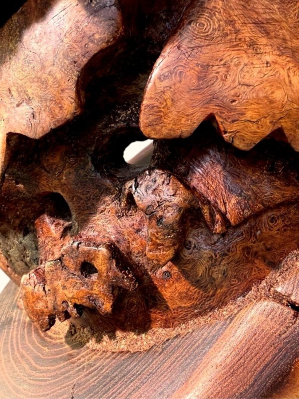 Vintage Burl Root Wood Abstract Sculpture Live Edge Base Organic Modern 17" - Picture 8 of 15